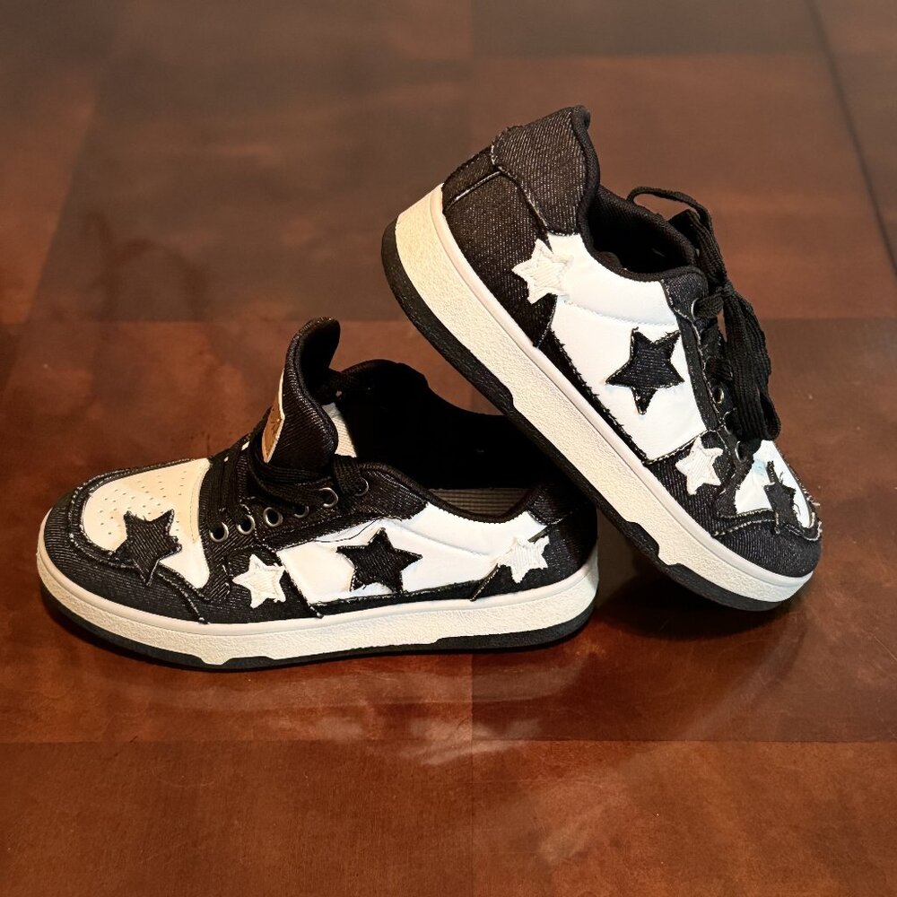 Paogyh - Star Design Sneakers, Size 40- Women's 9 - Black/White - NWOT